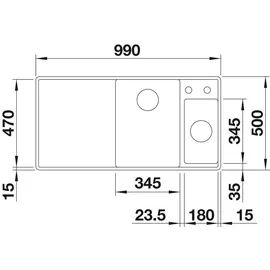 Blanco Axia III 6 S-F InFino Becken links mit Ablauffernbedienung weiß inkl. Holzschneidebrett (524666)