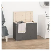 vidaXL Wäschetruhe Grau 88,5x44x66 cm Massivholz Kiefer