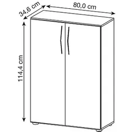 Hammerbacher Aktenschrank 4550, V4550/G/6/BM grafit, buche 2 Fachböden 80,0 x 34,6 x 114,4 cm