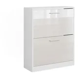 Vicco Schuhschrank Gizmo, Weiß Hochglanz/Weiß, 59 x 72.5 cm 2 Fächern