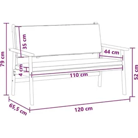 vidaXL Gartenbank 120 x 79 x 65,5 cm Braun