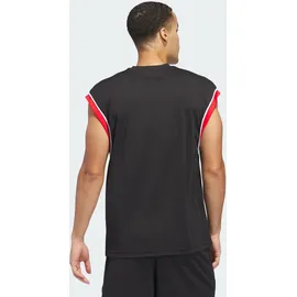 adidas Basketball All-World Sleeveless Tank Shirt, Black/red, M