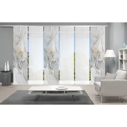 Schiebegardine VISION S "MARMOSA 6er SET" Gr. 1, grau (goldfarben, grau), B:60cm H:260cm, Polyester, Gardinen, Bambus-Optik, Digital bedruckt