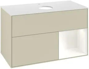 V&B Waschtischunterschrank Finion 100, Pl w m, Reg wh. m Lac, si Gr m Lac