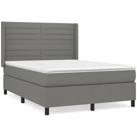 vidaXL Boxspringbett 140 x 200 cm Dunkelgrau