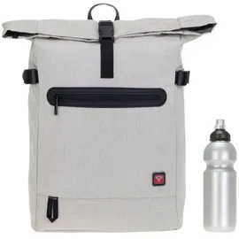 Elephant Gin Elephant Rucksack Daypack Herren AllDay A4 Laptop Tasche Geheimfach Freizeitrucksack Kurierrucksack Fahrrad Roll-Top Bag 12962 + Flasche (Cream Beige (Hell Beige)) - Einheitsgröße
