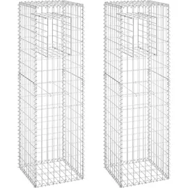 vidaXL Gabionensäulen 2 Stk. 40x40x140 cm Eisen