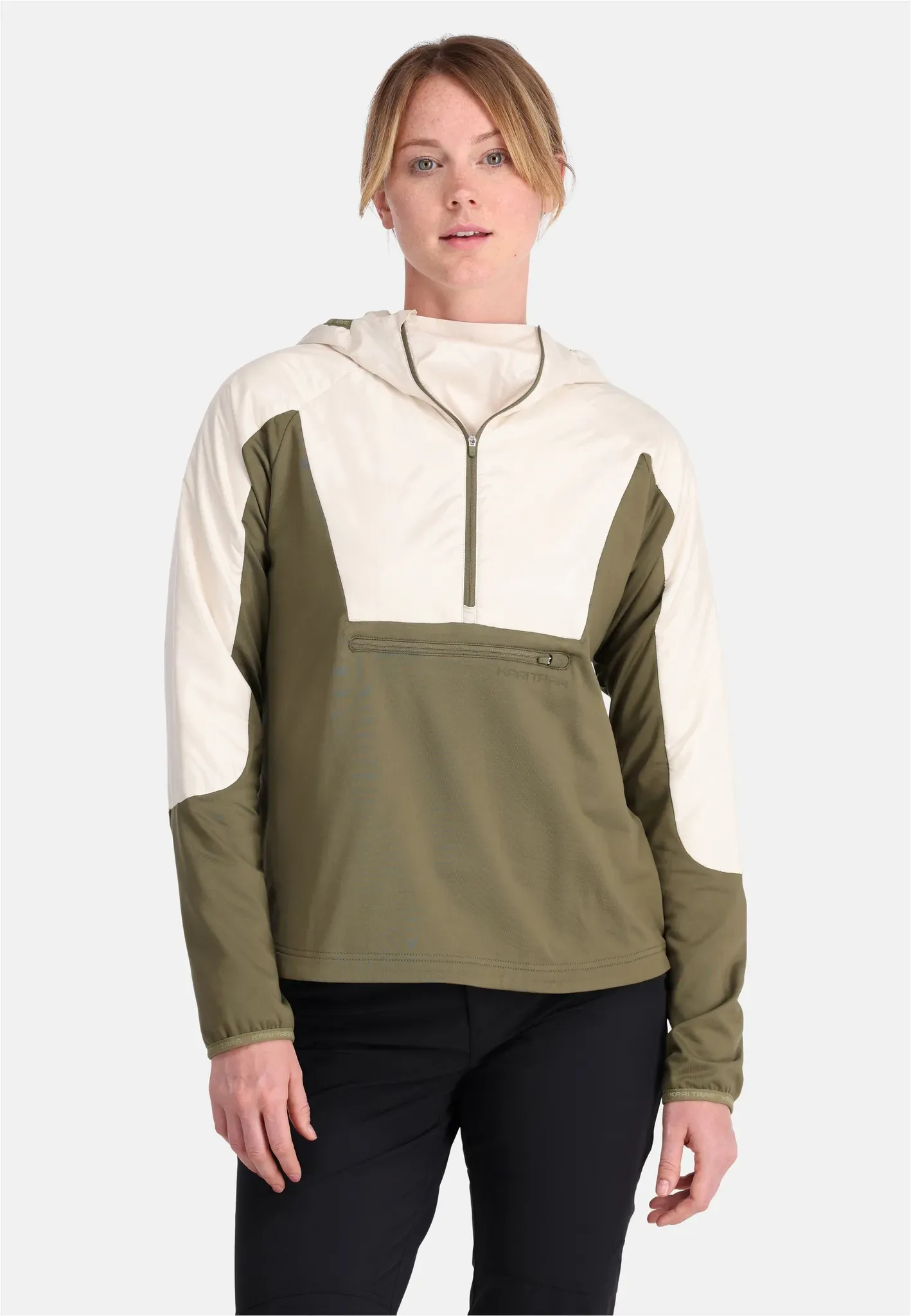 Outdoorjacke KARI TRAA "Henni", Damen, Gr. XS, grün, 91% Polyester, 9% Elasthan, mehrfarbig, sportlich, hoch geschlossener Ausschnitt, Langarm, Jacken, mit Kinnschutz und praktischen Brusttaschen