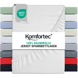 Komfortec Spannbettlaken Jersey 160 x 200 cm weiß