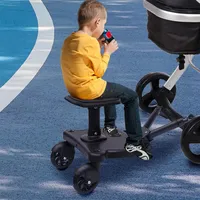 25KG Buggy Board mit Sitz, Trittbrett für Kinderwagen Universal, Buggy Board für Alle Kinderwagen, mit Kinderwagen Organizer und Aufhängegurt, Kinderwagen Adapter für Kinder von 3 bis 7 Jahren