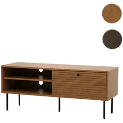 TV-Rack HWC-N78, Lowboard TV-Schrank, skandinavischer Stil Metall Holz Melamin MVG 50x120x40cm ~ natur
