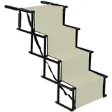 Skecten - Hundetreppe Faltbare,tragbar,mit Vier Stufen,bis Zu 75 Kg,für Große Und Kleine Hunde,beige