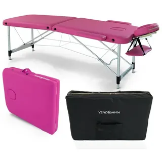 Vendomnia Mobile Massageliege Massagetisch Massagebank 2 Zonen klappbar Tasche Holz Alu - rosa