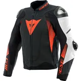 Dainese Super Speed 4, Lederjacke perforiert - Matt-Schwarz/Weiß/Neon-Rot - 50