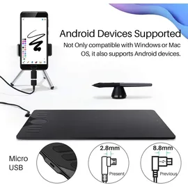 Huion HS610 5080 lpi, Grafiktablett Schwarz