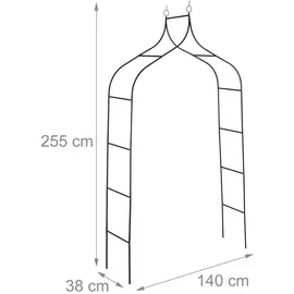 Relaxdays Rosenbogen 255 x 140 x 38 cm Schwarz