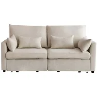 HOMYEDAMIC Big-Sofa 1/2/3/4/5/6-Sitzer Ecksofa Loungesessel einschließlich Lagerung beige