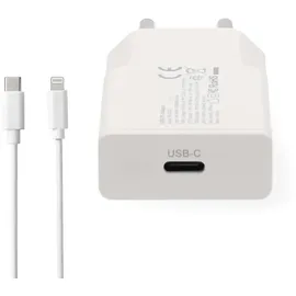 Nedis Netzladegerät 20W - GaN - PD3.0 Anzahl der Ausgänge: 1, USB-C, Lightning 8-Pin (Lose) Kabel