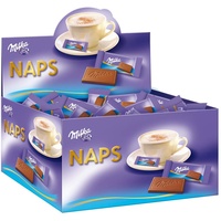Milka Naps Alpenmilch 1 x 1,702kg, Zartschmelzende Mini-Schokoladentäfelchen aus feiner Alpenmilchschokolade, Dose