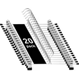 WEIDMAX Metall Hosenbügel Kleiderbügel, Starke Chrom Rockbügel mit Verstellbaren Clips, Hosenbügel aus Metall, Platzsparende Kleiderbügel für Hosen Socken Röcke, 20 Stück