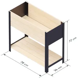 upyard Hochbeet für Garten, Terrasse und Balkon - Blumenkasten mit Innenvlies und wasserdichter Kunststoffeinlage - Pflanzkasten für Innen- und Außenbereich, 78x36x72, Natur