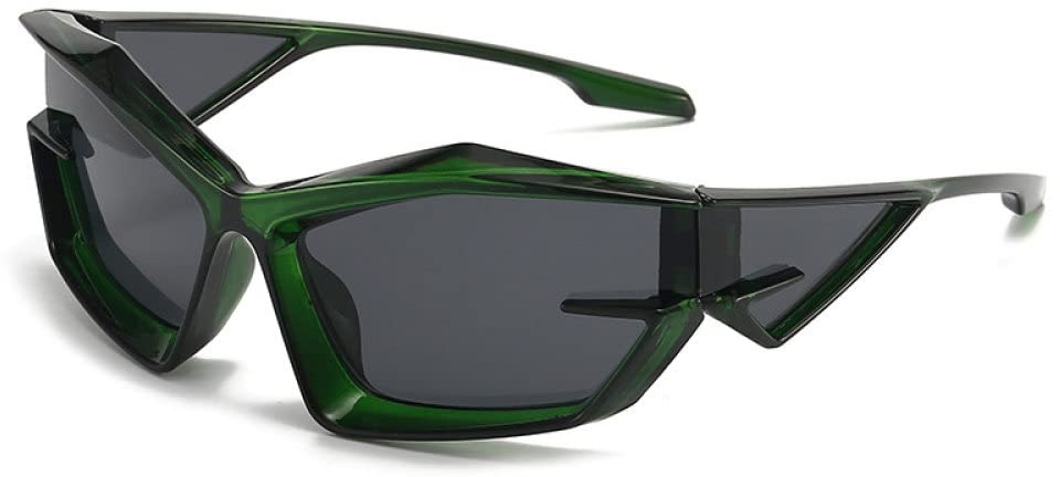 FOOOZ Beliebte Damen-Sonnenbrillen, Punk-Brillen, einzigartige ovale Sonnenbrillen für Herren, UV400, Zukunftstechnologie, Sinn für bunte Sonnenbrillen, 4, CN - CN