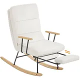 Schaukelstuhl, Creme, Holzwerkstoff, 67x100x97 cm, ausziehbare Fußstütze, inklusive Armlehnen, Wohnzimmer, Sessel, Schaukelstühle