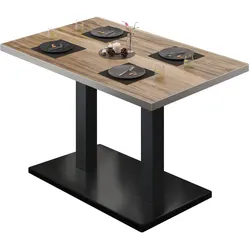 BM | Bistrotisch | B:T:H 120 x 70 x 75 cm | Sheesham / Schwarz | Rechteckig | Edelstahl Rand