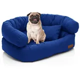 Juelle Hundebett - Sofa für mittelgroße Hunde, Abnehmbarer Bezug maschinenwaschbar, flauschiges Bett, Hundesessel Santi S-XXL (Größe: M - 80x60cm, Saphir)