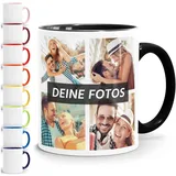 SpecialMe® Tasse personalisiert Fotocollage Fototasse mit bis zu 5 Fotos persönliches Geschenk Kaffeetasse mit Bild selbst gestalten weiß-innen-schwarz standard