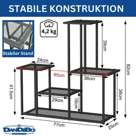 DanDiBo Ambiente Blumentreppe 4 Ebenen 60 x 30 cm Schwarz
