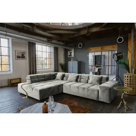 KAWOLA Sofa NEVADA Ecksofa Velvet silber Recamiere links - Silber