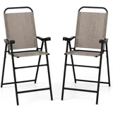 2er Set Gartenstühle, hohe Klappstühle mit Fußstütze, Sitzhöhe 62 cm, klappbare Barhocker bis 150 kg belastbar, Balkonstühle für Balkon, Garten,