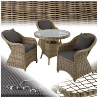 tectake Sitzgruppe Rattan Sitzgruppe, (Set., 4-tlg), Natur nachempfundenes Polyrattan - Wettertauglich braun