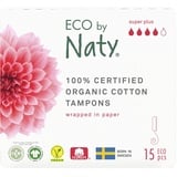 Eco by Naty Tampons - Super Plus, 15 Tampons. Pflanzlich, Vegan, 100% Bio-Baumwolle, 2x15 Stück