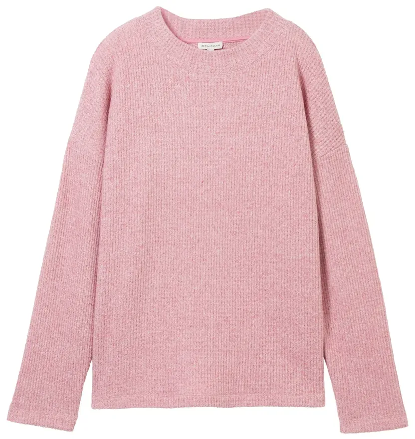 TOM TAILOR Damen Sweatshirt mit Waffelstruktur, rosa, Meliert, Gr. L