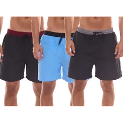 urban ace Herren Badeshorts schnell trocknende Bade-Hose mit Kordelzug ohne Innenslip Blau, Schwarz/Rot oder Schwarz/Grau - XL