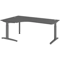 Bümö Schreibtisch Graphit, Graphit, Nachbildung, Rechteckig, 200x74x120 cm FSC