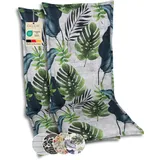 GO-DE Textil Bequeme und attraktive Polsterauflagen für Hochlehner-Gartenstühle (2er-Set, Palmblatt grün, Hochlehner)