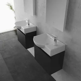Alpenberger Waschtisch mit Unterschrank | Keramik Waschbecken Badunterschrank vormontiert | Badmöbel Set mit Soft-Close-Funktion Badezimmer