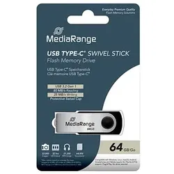 MediaRange USB-Stick schwarz, silber 64 GB