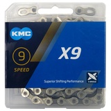 KMC X9 Silver/Grey 9-Fach Kette 1/2" x11/128, 114 Glieder, Silber/grau
