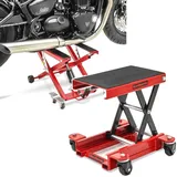 Set: Motorrad Hebebühne Midlift XL bis 500kg in rot ConStands mit Motorrad Hebebühne HR1 Mini-Lift Mover bis 500 kg rot