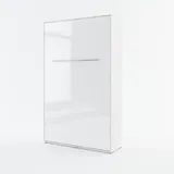 Lenart Schrankbett - Wandbett Concept Pro CP02 120x200 cm - Schrankklappbett Vertical - Schrank mit integriertem Klappbett - Funktionsbett (Weiß Matt/Weiß Glänzend)