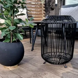 Best Season Deko-Korb Solar LED 48 cm Metall spritzwassergeschützt schwarz