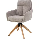 Livetastic Armlehnstuhl, Taupe, Holz, Metall, Textil, Eiche, Pappel, massiv, Sperrholz, Flachrohr, 59x92x63 cm, Sitzfläche 360° drehbar, Esszimmer, Stühle, Esszimmerstühle, Armlehnenstühle