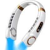 Tragbarer Led-nackenventilator, 5 Geschwindigkeitsstufen, Usb-aufladbar, Für Frauen, Camping, Reisen, Outdoor-aktivitäten, Weiß - Crezuo