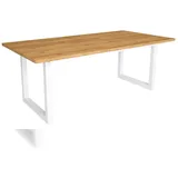 SKRAUT HOME Esstisch, 10 gäste, 194x90x75cm, Stabil Eiche, Industrielles Stil - Braun