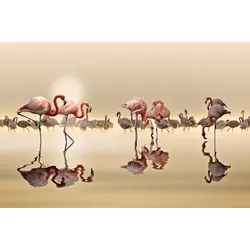 Fototapete PAPERMOON "Photo-Art NASSER OSMAN, FLAMINGOS", bunt, B:3,00m L:2,23m, Vlies, Tapeten