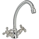 RETRO Mischbatterie Kreuzgriffe Nostalgie Schwenkbar Küchenarmatur Wasserhahn